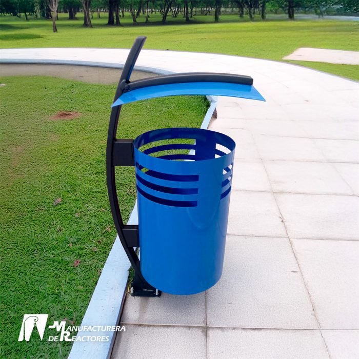Cesto basura acero azul parque Orbit